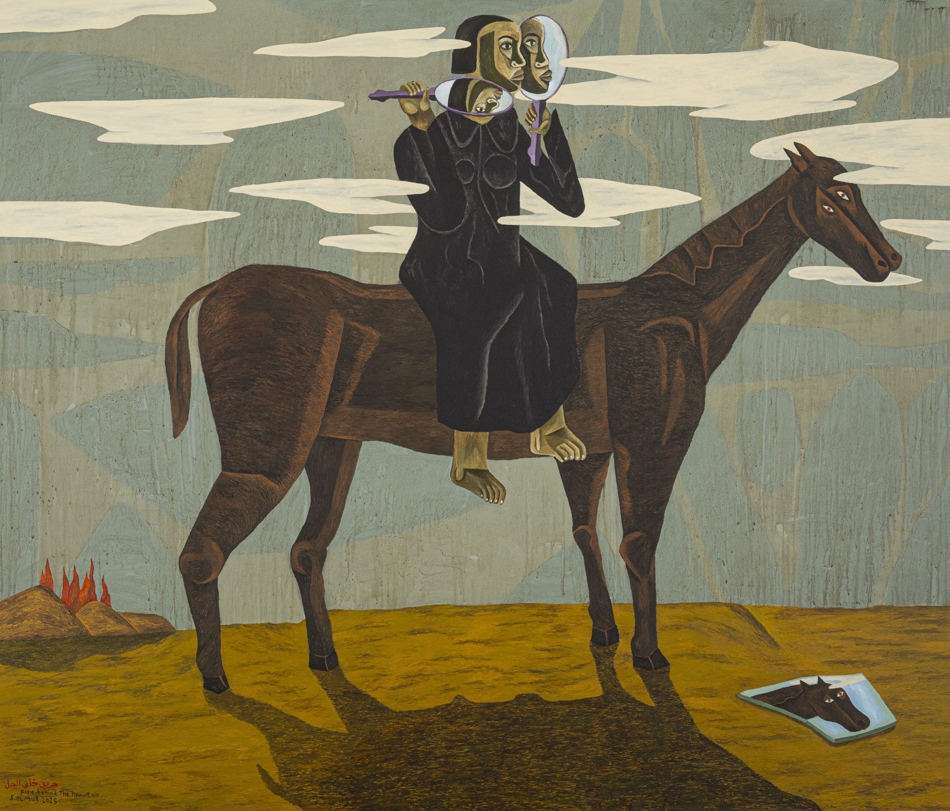 Salah Elmur, Fire Behind the Mountain, 2025. Image courtesy of the artist and Mariane Ibrahim.