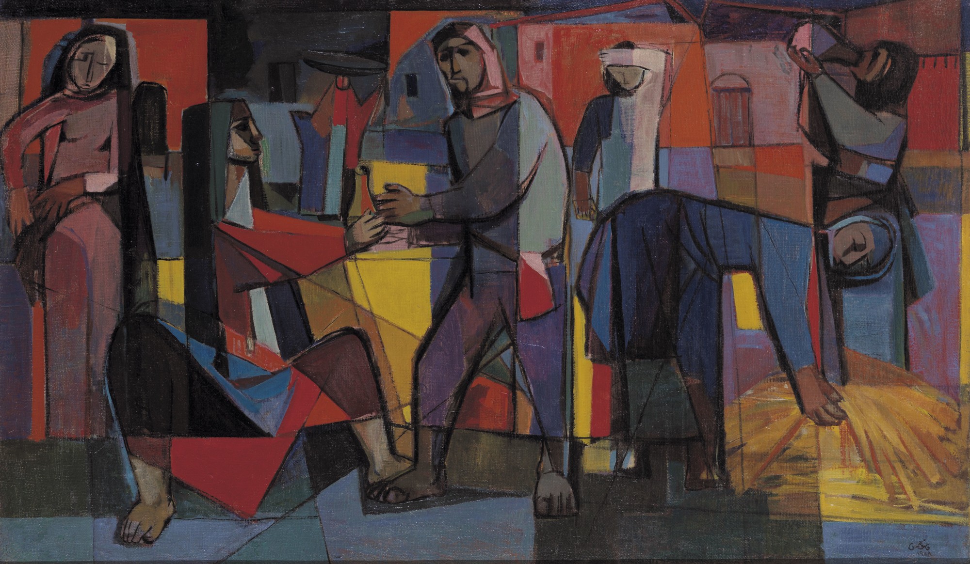 Faiq Hassan, Village Scene, 1958, oil on canvas, 125 x 188.2cm. Mathaf: Arab Museum of Modern Art, Doha. Image courtesy of Qatar Museums.