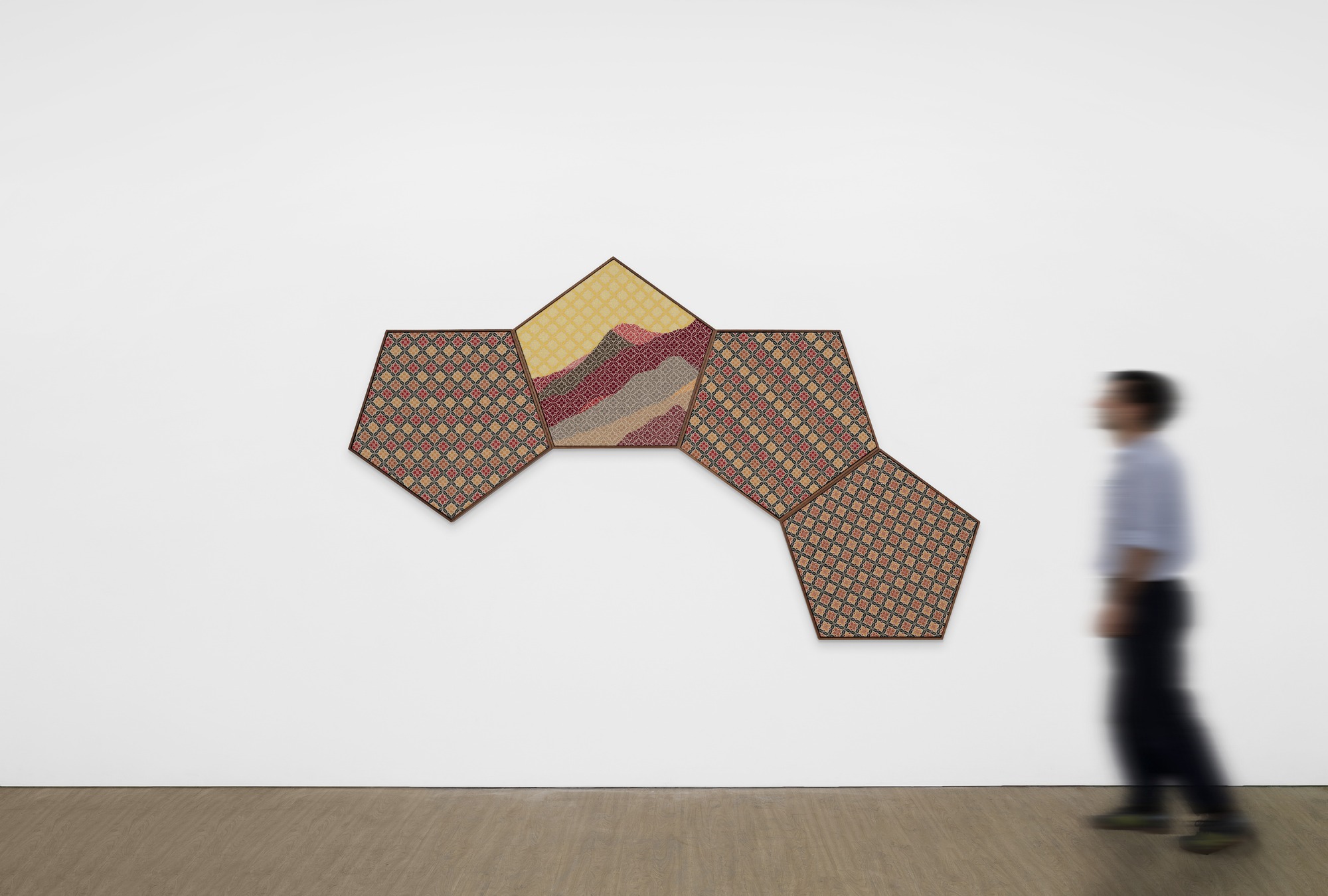 Jordan Nassar, The Bursting of Shape, 2026. Hand-embroidered cotton on cotton, variable dimensions. Image courtesy of the artist and The Third Line, Dubai.