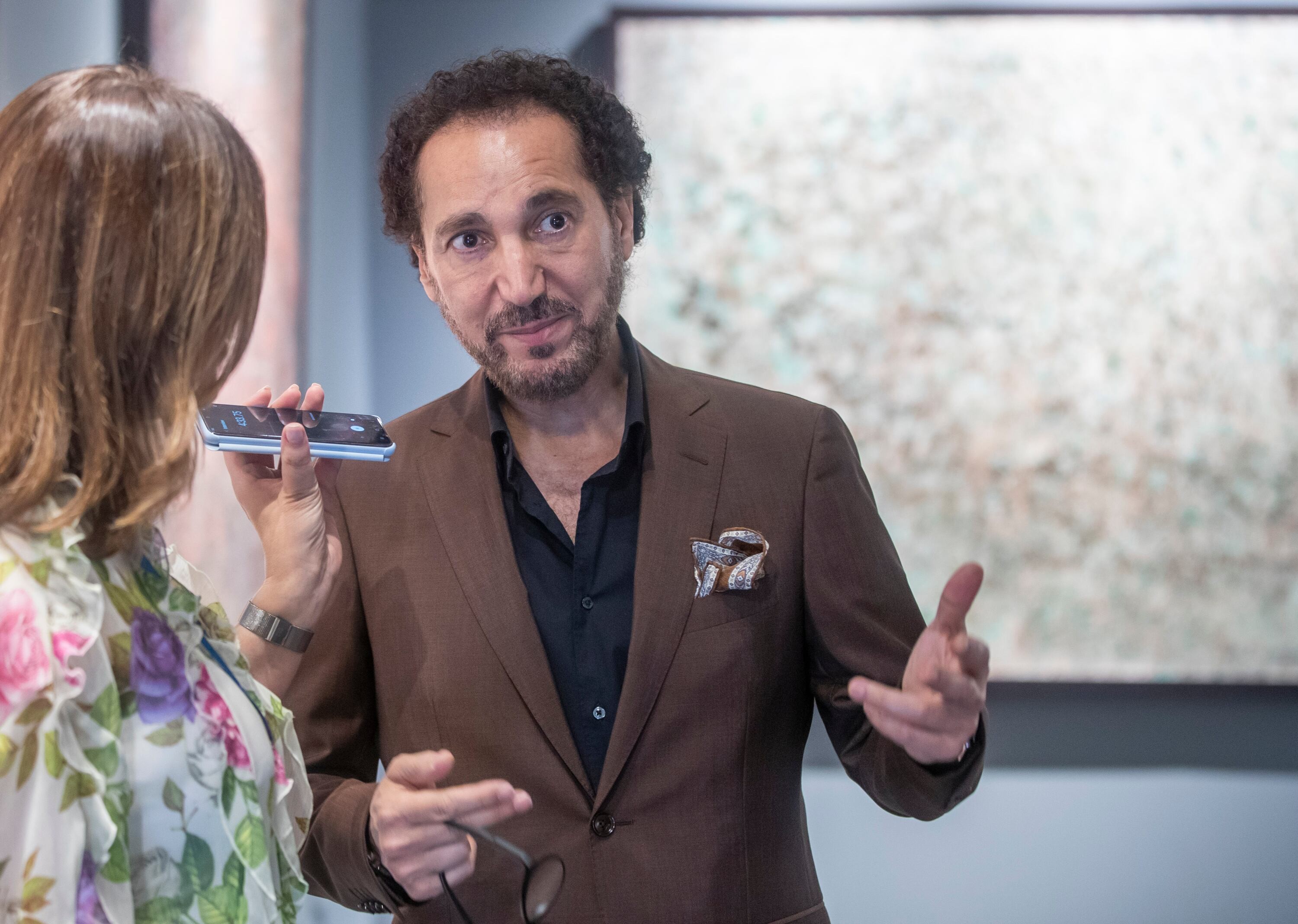 Naseer Shamma at his exhibition Half Life, Etihad Modern Art Gallery, Abu Dhabi, 2024. Photo: Leslie Pableo for The National.